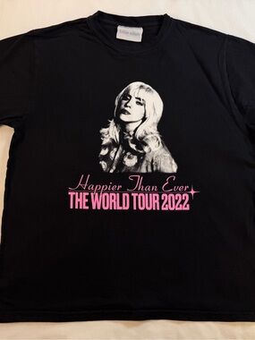 Billie Eilish Happier Than Ever World Tour 2022 Tee - Black & Pink Medium